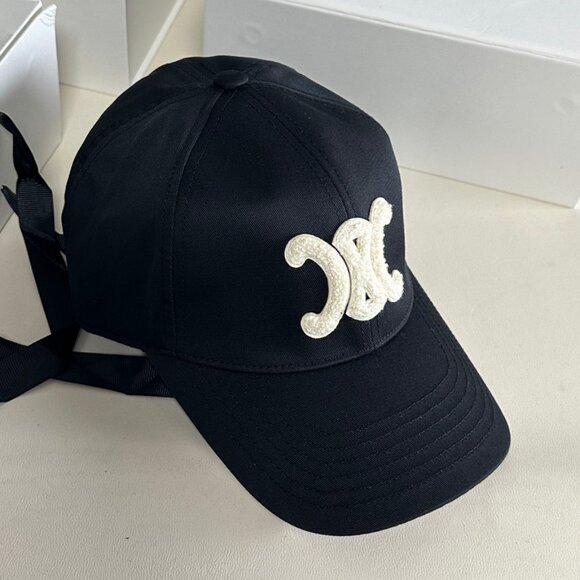 Celine Triomphe Black Adjustable Unisex Baseball Cap main image 4